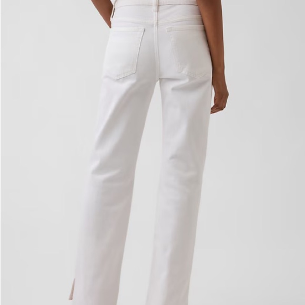 GAP Cream Split-Hem Straight Leg Jeans